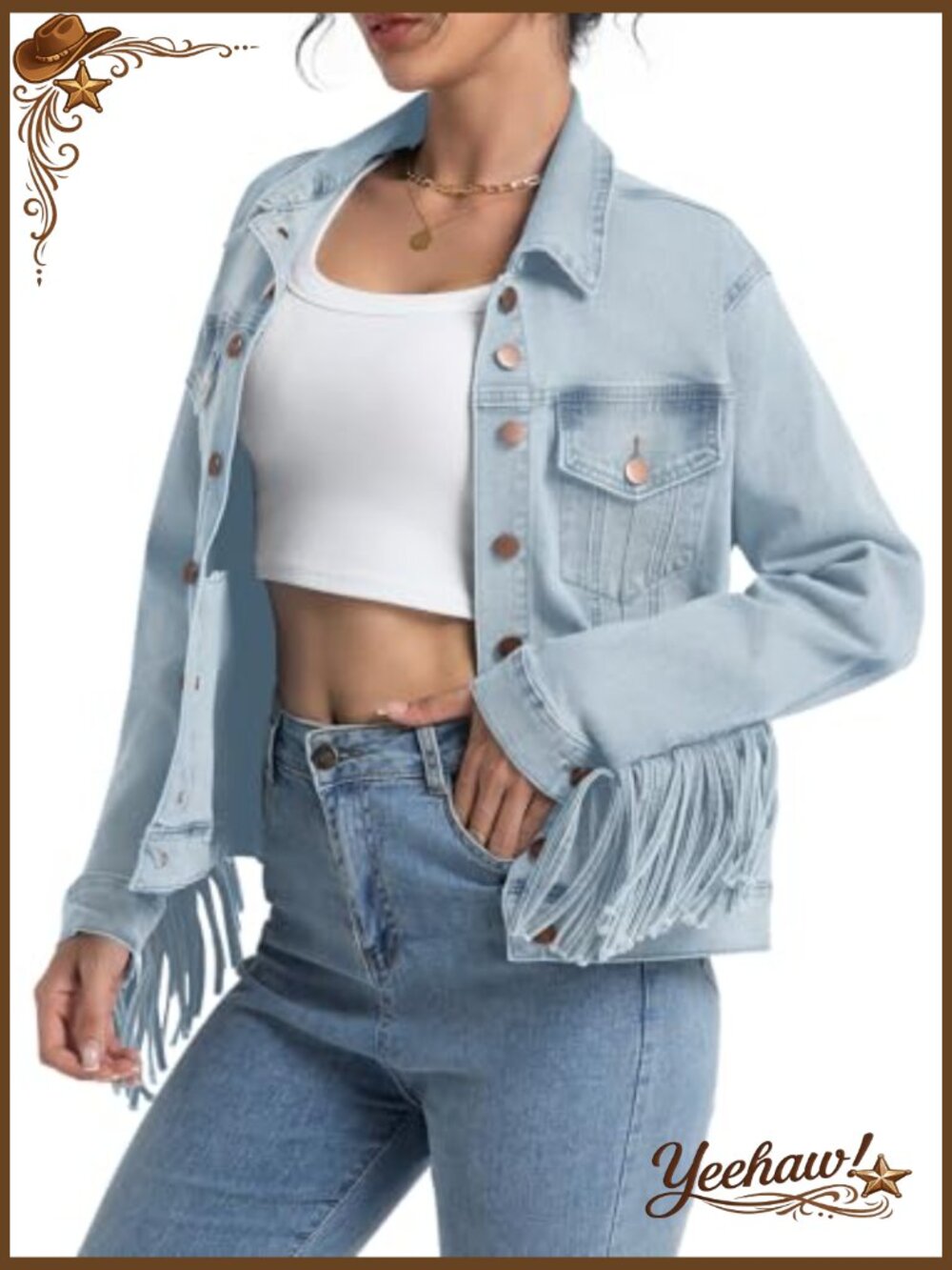 Women's Stretch Fitted Casual Vintage Denim Jacket Long Sleeve - Picture 3 of 6
